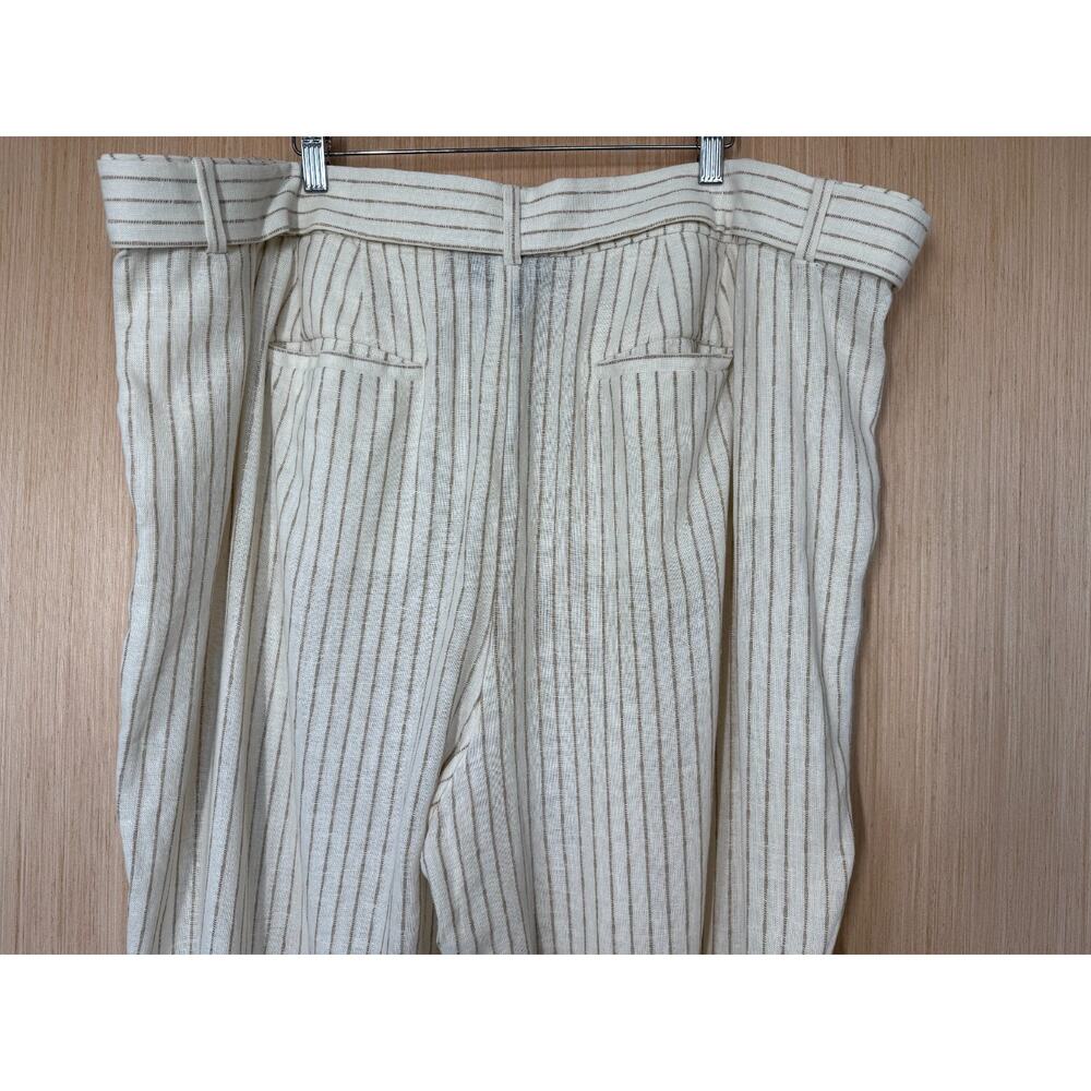 NEW Lane Bryant Linen Blend Pinstripe Wide Leg Pants Size 24R Belt Office Travel - Picture 6 of 12